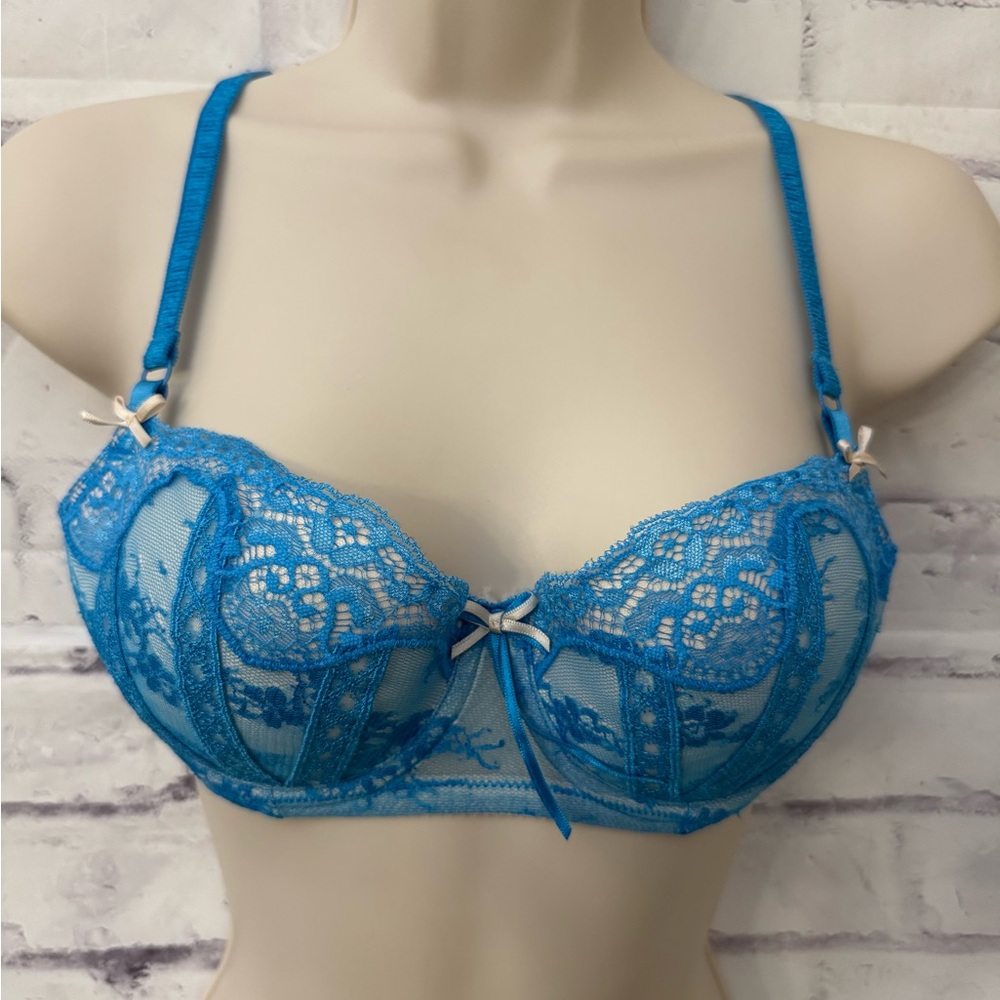 Elle Macpherson USA 34B Body French Flavor Balconette Bra Underwire  Aqua Lace‎
